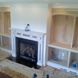 fireplace with shelves remodel