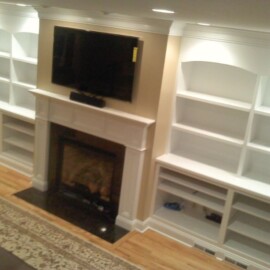 fireplace with bookshelves remodel