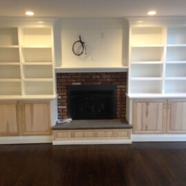 fireplace with bookshelves remodel
